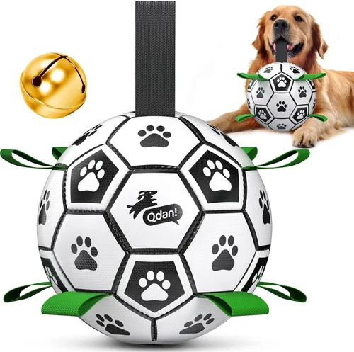 Miniatura 16 de QDAN Pelota de fútbol para perros con correas, juguetes interactivos de forcejeo, juguete de cumpleaños para cachorros, juguete acuático, para rojo