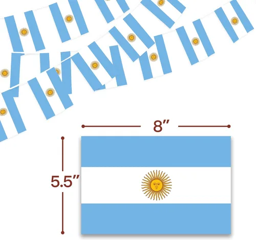 Miniatura 3 de Anley Banderines de cuerda de Argentina, banderines para eventos patrióticos, decoración del Día de la Independencia de Argentina, 9 de julio