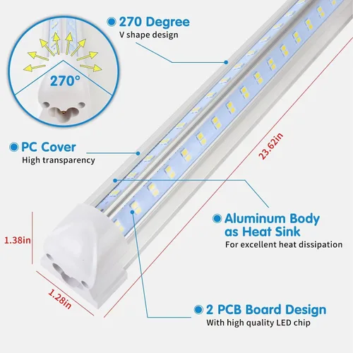 Miniatura 5 de AQIQUUT Luz de Taller LED de 2 pies, Luz de Taller LED, 25W 6500K 3200LM Cubierta Transparente, Luminaria LED T8, Luces de Techo y Taller