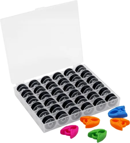 Miniatura 8 de 36 piezas (18 blanco + 18 negro) preenrolladas para hilo de bobina y abrazaderas de bobina, tamaño A clase 15 SA156 compatible con Babylock
