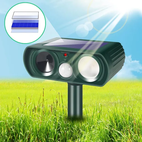 Miniatura 5 de Paquete de 2 repelentes solares ultrasónicos de animales para exteriores, gatos, ardillas, ciervos, dispositivos repelentes de animales