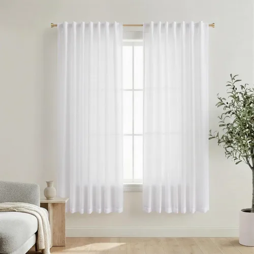 Miniatura 44 de Cortinas de lino azul claro de 90 pulgadas de largo para sala de estar, dormitorio de niñas, guardería, decoración acogedora de verano, bolsillo