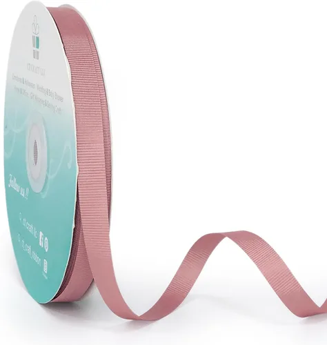 Cinta de tela sólida de grogrén de 3/8 pulgadas x 50 yardas, rosa polvorienta para Navidad, decoración del hogar, envoltura de regalos,
