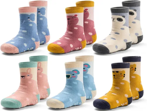 Miniatura 19 de Calcetines cálidos de invierno para bebés y niños, calcetines antideslizantes con agarres para bebés y niñas, calcetines de Navidad de felpa