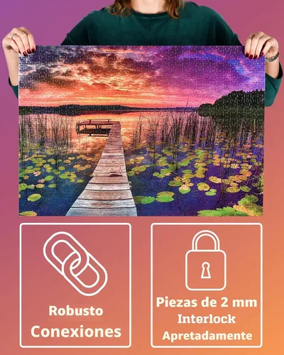 Miniatura 4 de Rompecabezas para adultos de 1000 piezas – Regalo ideal para seres queridos, caja lista para regalar, letras en la parte posterior, 8 hojas Puesta