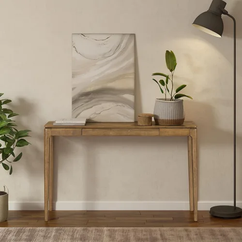 Miniatura 10 de NTC Mingle - Mesa consola de 47 pulgadas, moderna mesa de entrada de madera maciza con cajón oculto, impermeable y resistente al calor, mesa Negro