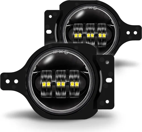 Miniatura 11 de TRUE MODS Luces antiniebla LED de 4 pulgadas 60W color ámbar de repuesto para parachoques delantero de plástico de Jeep Wrangler JK JKU 2007-2018