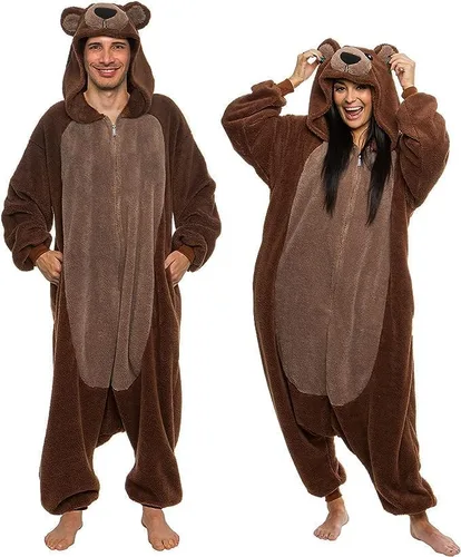 Miniatura 2 de Funziez! Disfraz de oso sherpa para adultos, disfraz de Halloween de animales, traje de cosplay de una pieza para adultos, mujeres y hombres