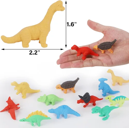 Miniatura 2 de Cllayees 72 borradores de animales para niños, rompecabezas 3D de dinosaurios a granel, mini juguetes de dinosaurio, mascotas de escritorio