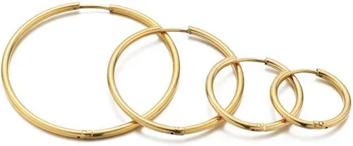 Miniatura 4 de Aretes de aro Huggie para mujeres y hombres, acero inoxidable quirúrgico 316L, 0.236 in, 0.315 in, 0.394 in, para hombre, aretes de aro