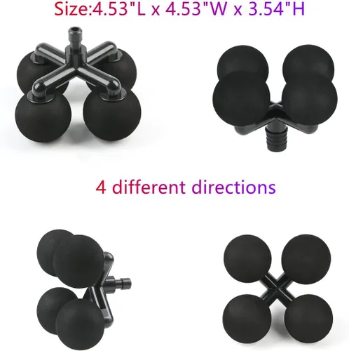 Miniatura 5 de Cabezal masajeador con 4 bolas redondas, pistola de masaje, cabezales suaves, repuesto de 4 bolas de cabezal de masaje con adaptadores de silicona