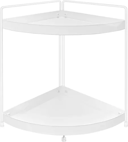 Estante esquinero de 2 niveles para encimera de cocina, gabinete de baño, organizador de maquillaje, cosméticos, organización y almacenamiento Blanco