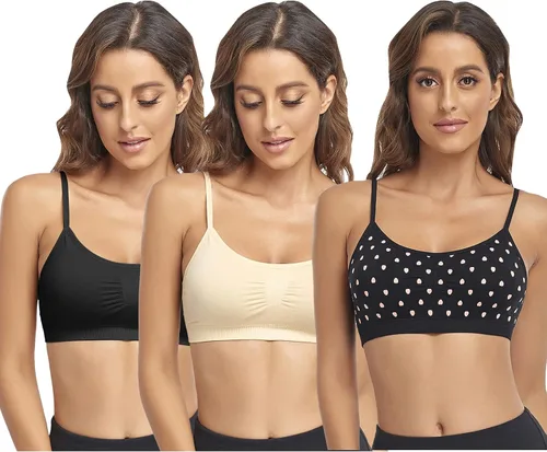 Miniatura 18 de Litthing Bralettes Padded for Women Cami Strap Bra Seamless Sportsbra Wireless Comfort Yoga Lightly T-Shirt Tank Tops