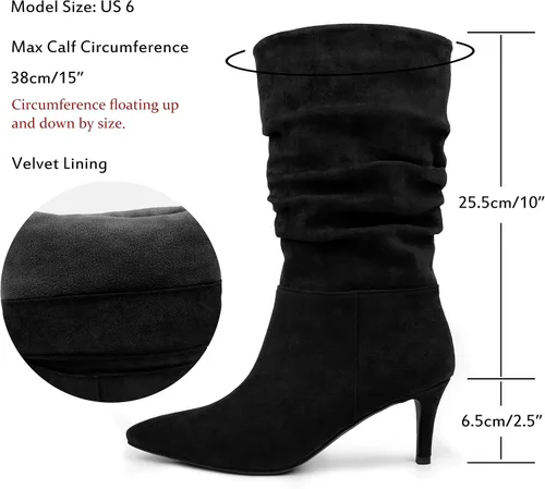 Miniatura 2 de JOY IN LOVE Botas de tacón bajo para mujer, botas holgadas de media pantorrilla