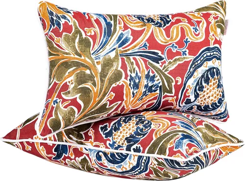 JMGBird Juego de 2 almohadas lumbares para exteriores con relleno de algodón PP para muebles de patio, almohadas decorativas de 12 x 20 pulgadas