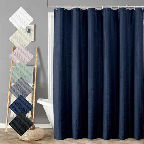 Miniatura 15 de Aiyufeng Moga - Cortina de ducha verde salvia, cortinas de ducha texturizadas en relieve 3D para baño, cortina de baño de tela de poliéster de lujo