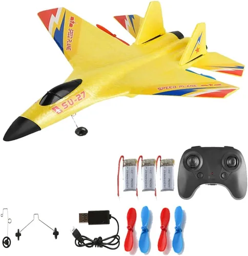 Miniatura 7 de Avión de combate RC SU-27, avión de control remoto para adultos y principiantes, avión RC de espuma ligera duradera con vuelo estable