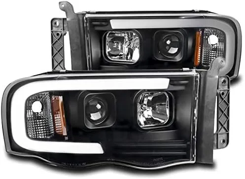 Para Dodge Ram 1500/2003-2005 2500/3500 LED DRL 2002-2005 Faros delanteros de proyector negro