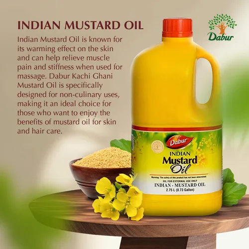 Miniatura 2 de Aceite de mostaza Dabur Kachi Ghani - Aceite terapéutico no refinado de grado terapéutico de semillas de mostaza para el cuidado de la piel
