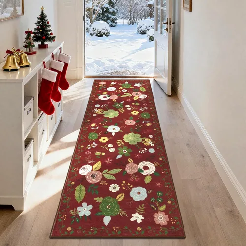 Miniatura 101 de U'Artlines Alfombra de Área Bohemia Lavable, 2x3 Pequeña Suave Antideslizante Vintage Felpudo para Puerta Frontal Interior Alfombra Verde
