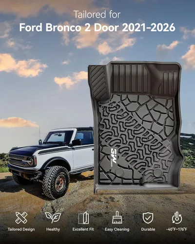 Miniatura 2 de Alfombrillas 3W y forro de carga para Ford Bronco 2 puertas 2021 2022 2023 2024 2025 Todo clima TPE Accesorios para auto a medida Alfombrillas