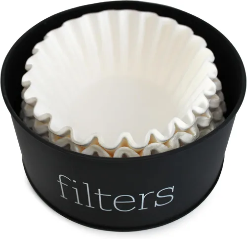 Miniatura 3 de AuldHome Design Soporte para filtro de café (negro), contenedor de almacenamiento de filtro de esmalte en diseño moderno de esmalte de granja