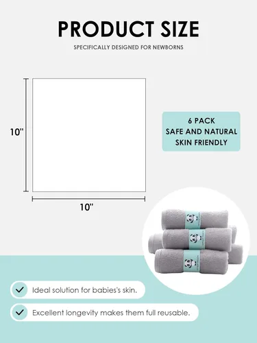 Miniatura 2 de HIPHOP PANDA Toallitas de baño para bebé, hechas de rayón de bambú - Toalla de baño ultra suave de 2 capas para recién nacidos, toalla facial Gris