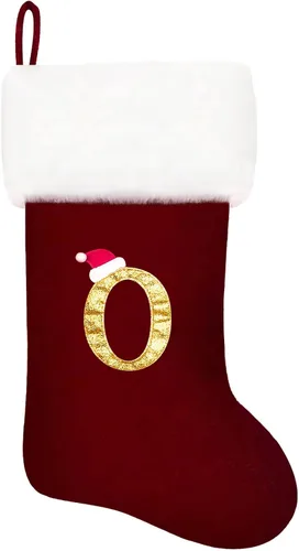 Miniatura 8 de Calcetines de Navidad bordados de 20 pulgadas con monograma, terciopelo negro con puño de felpa blanca supersuave, adornos clásicos para decoración