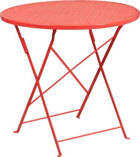 Miniatura 3 de Flash Furniture Juego de mesa de patio plegable de acero para interiores y exteriores de 30 pulgadas de grado comercial con 2 sillas cuadradas