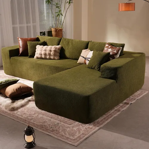 Miniatura 52 de 106" Cloud Boneless Couch with Chaise, L-Shape Deep Seat Sectional Couches, No Assembly Required, Convertible Modular Sleeper Sofa Bed, Living Room