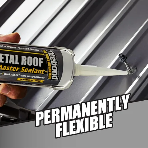 Miniatura 6 de Titebond WeatherMaster Sellador de techo de metal, gris – Calafateo de polímero de primera calidad para aluminio, cobre, acero galvanizado y metales