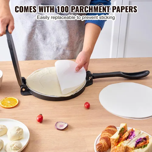 Miniatura 5 de VEVOR Prensa para Tortillas, Máquina para Tortillas y Roti de 8 Pulgadas, Prensa Tortilladora de Hierro Fundido Resistente, Máquina Pataconera