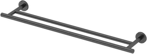 Gatco 4244MX Latitude II - Toallero doble de 24 pulgadas, negro mate/soporte para toallas doble montado en la pared para baño