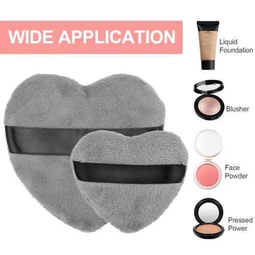 Miniatura 2 de OIIKI 4 esponjas de maquillaje, esponja de algodón en polvo, para herramientas de maquillaje, licuadora, en forma de amor con correa, para 2 piezas