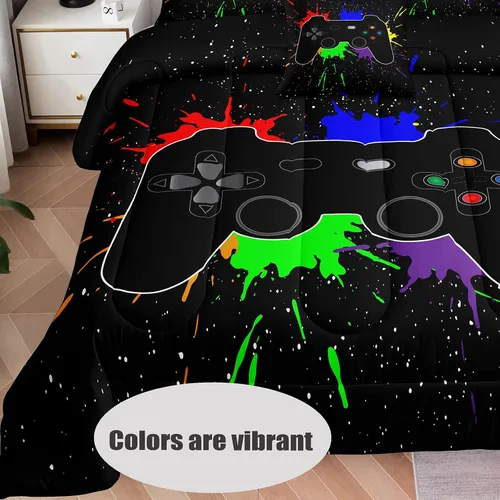 Miniatura 2 de lris Bedding Juego de Edredón Gamer para Niños Tamaño Individual para Ropa de Cama, Juego de Ropa de Cama de 5 Piezas en una Bolsa, Juego de Cama
