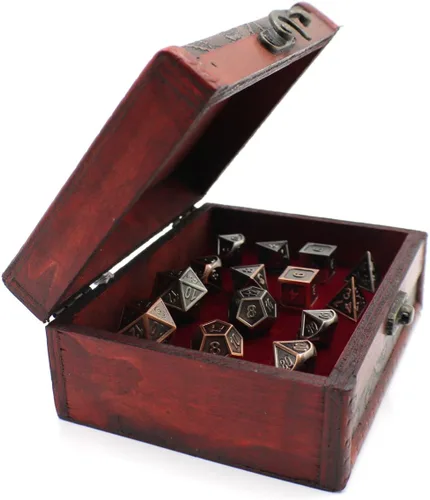 Miniatura 3 de Dos juegos de rol de dados de metal con baúl de almacenamiento para juegos de mesa