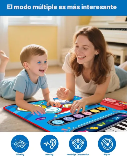 Miniatura 3 de Juguetes para niños de 1 año, tapete musical para bebé con piano y tambor, volumen ajustable, juguetes para niños de 12 a 18 meses, regalos