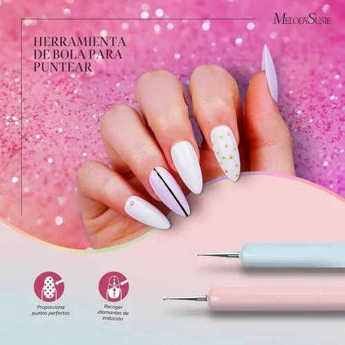 Miniatura 5 de MelodySusie Juego de pinceles para arte de uñas, 6 piezas de herramientas de pintura con pincel de gel de extensión, cepillo de pulido, cepillo