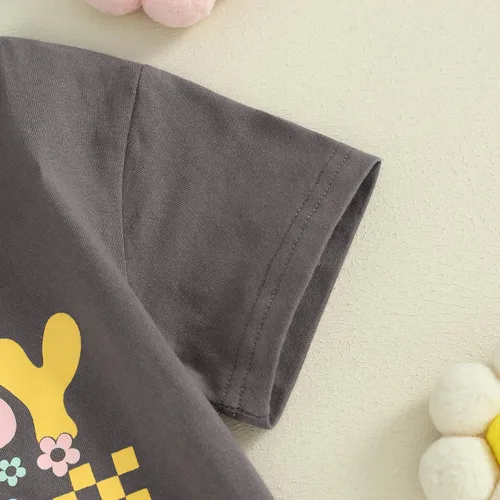 Miniatura 3 de Mameluco de manga corta para bebé recién nacido, niña y niño, con estampado de letras