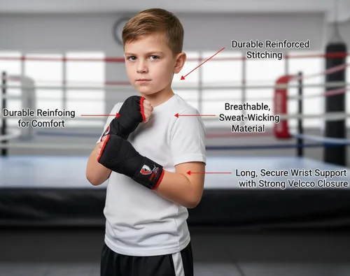Miniatura 3 de Guantes interiores de gel para boxeo, vendajes acolchados elásticos debajo de los mitones, envolturas rápidas para niños, hombres y mujeres