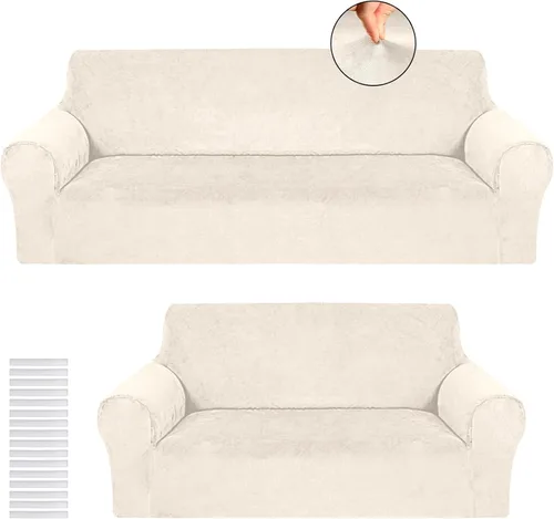 Miniatura 14 de Peryiter Juego de 2 fundas para sofá de dos plazas Fundas para muebles para sala de estar para sofá, sillón, ajuste elástico, a prueba de arrugas