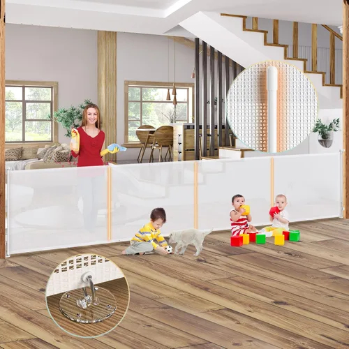 Miniatura 14 de Puertas retráctiles para bebés de 180 pulgadas extra anchas, puerta retráctil para perros de 42 pulgadas extra alta para entradas, actualización