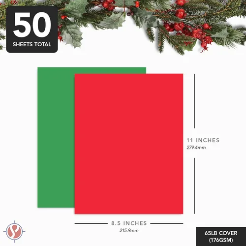 Miniatura 7 de Papel de Navidad para tarjetas de Navidad, cartulina roja y verde de 8.5 x 11 pulgadas para tarjetas de felicitación, arte y manualidades