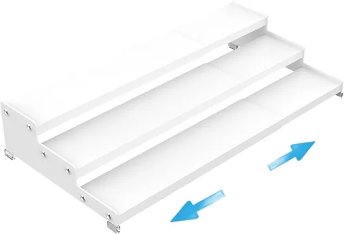 Organizador de almacenamiento expandible para especias con estante de 3 niveles, organización de estantes de condimentos. Ideal para estantes de