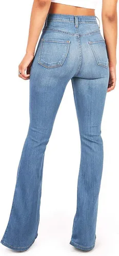 Miniatura 3 de Pantalones de mezclilla sexys de moda para mujer cintura alta bolsillo de pierna ancha acampanados pantalones ajustados con botones pantalones