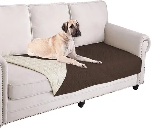 Miniatura 36 de Ameritex Funda Impermeable para Cama de Perro Manta para Mascotas para Muebles Cama Sillón Sofá Reversible Azul marino+azul piedra