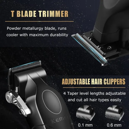 Miniatura 3 de KEMEI Professional Hair Clippers and Trimmer for Men, Cordless Barber Clippers for Hair Cutting with Charging Bases, Foil Shavers for Men with