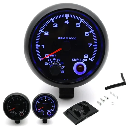 Miniatura 2 de Geevorks, tacómetros de reemplazo automotriz de 3.75'' 12V, 0-8000RPM luz azul, tacómetro de RPM para vehículos de gasolina de 1-8 cilindros, 1-2