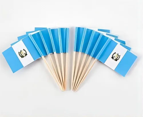 CYPS - 100 banderas de palillo de dientes de Guatemala, mini palillo de dientes pequeño para cupcakes, banderas guatemaltecas, decoración de fiesta,
