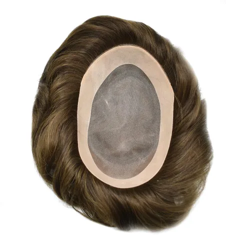 Miniatura 5 de Toupee para hombres cabello humano real fino mono para hombre sistema de reemplazo de piezas de pelo para hombre tupé NPU Hairpieces para hombres